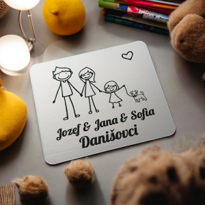 Türschild Familie mit kleiner Tochter und Hund
